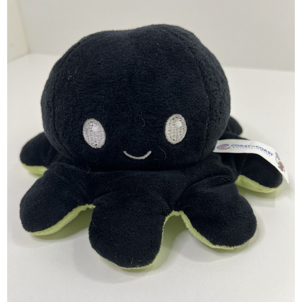 Coast to Coast Entertainment Reversible Mood Octopus Plush Toy Black Green 7"